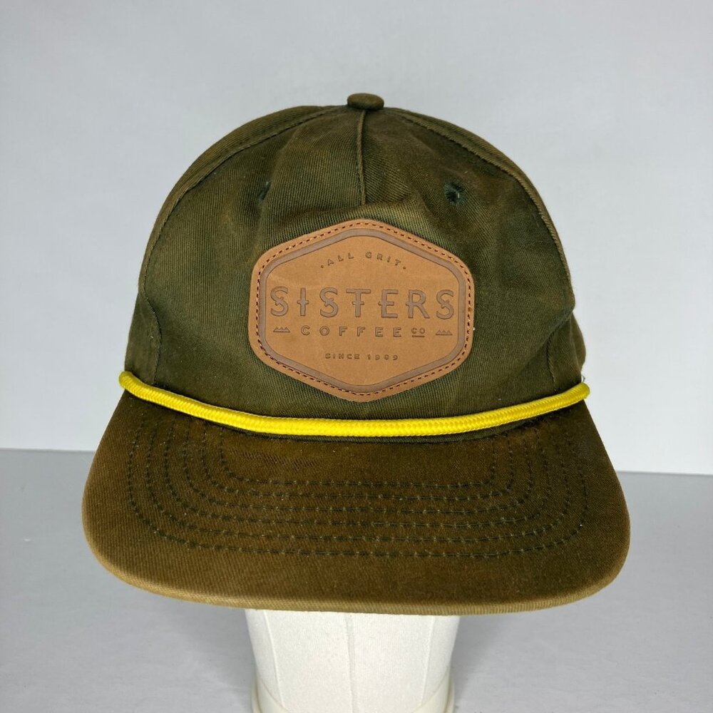 Sisters Coffee Co. Rope Hat Trucker Cap Men's Green Nice Patina Portland Oregon